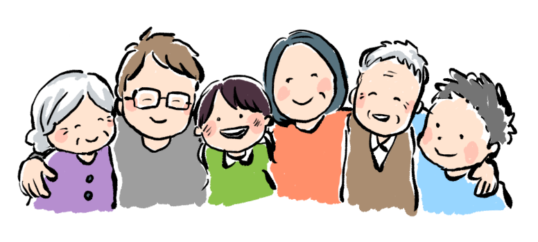 肩を組む人のイラスト