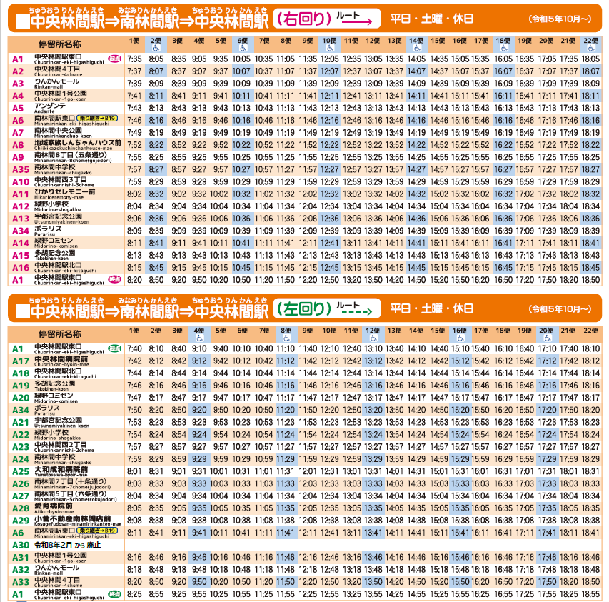 令和8年度中央林間西側地域時刻表