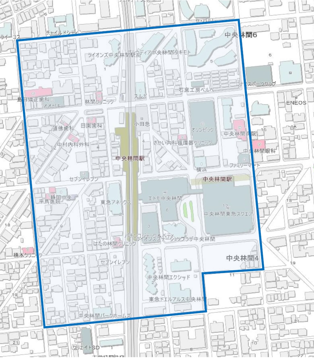 中央林間駅重点禁止区域図