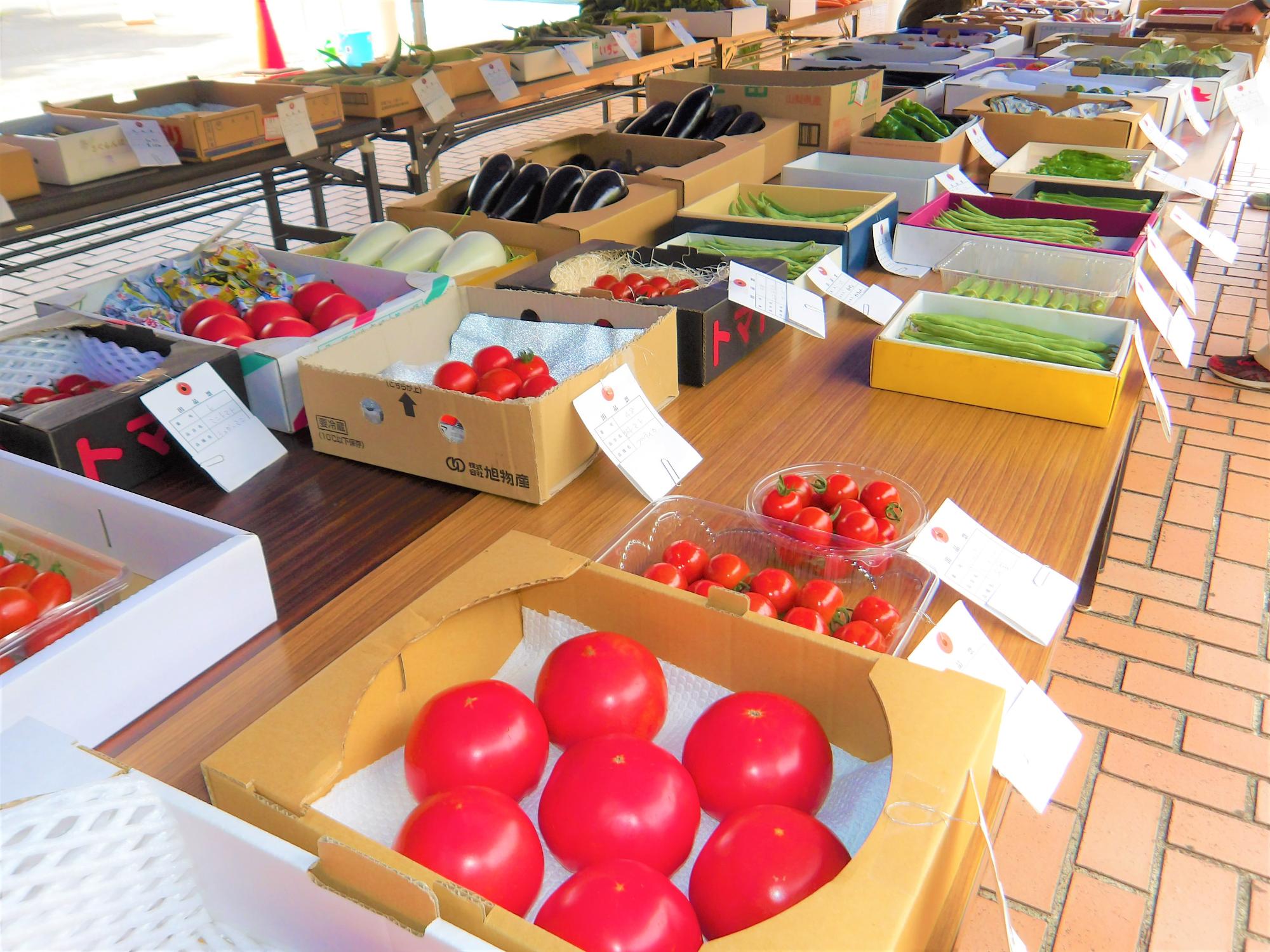 出品者が持ち寄った多くの野菜
