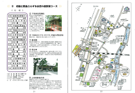 9.  史跡と野鳥さえずる自然の森散策コースの地図