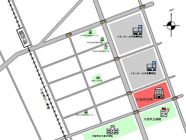 大和市役所周辺の地図
