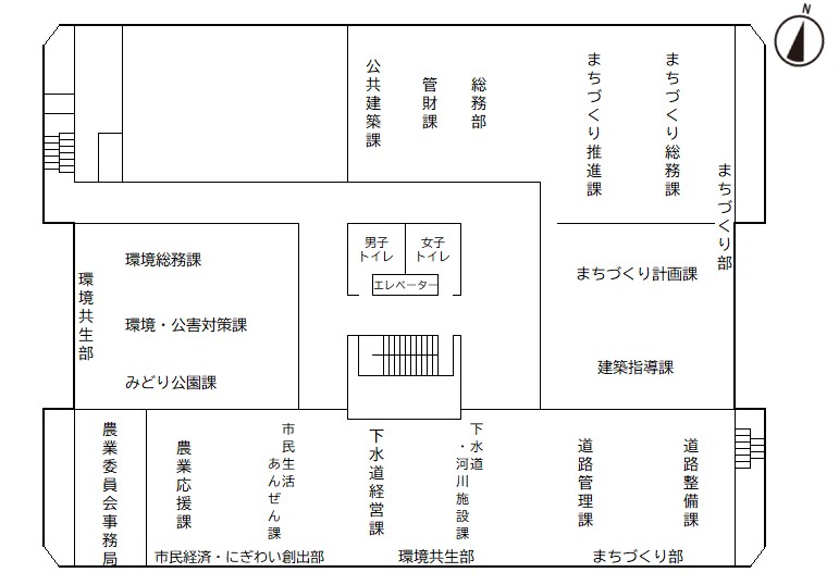 市役所本庁舎4階の案内図