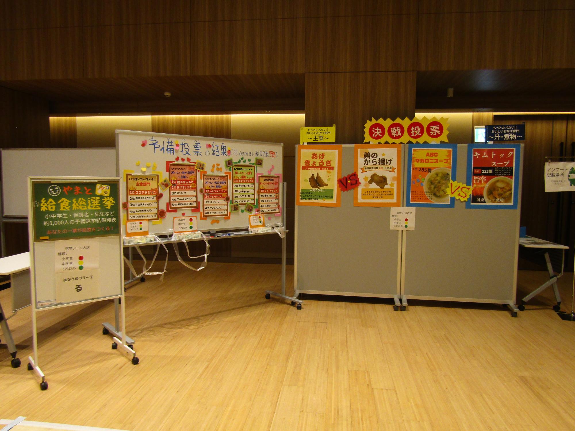 給食総選挙決戦投票開始前の展示の様子