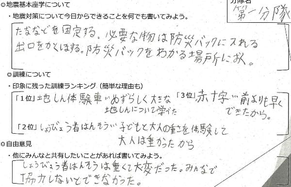 ふりかえりシート