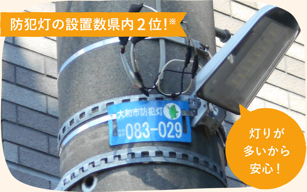 防犯灯の設置数県内2位！灯りが多いから安心！
